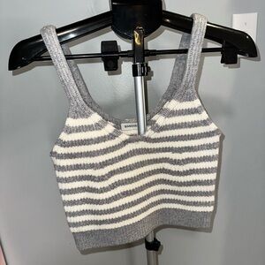NWT Simkhai Gray and Cream Striped Women's Top